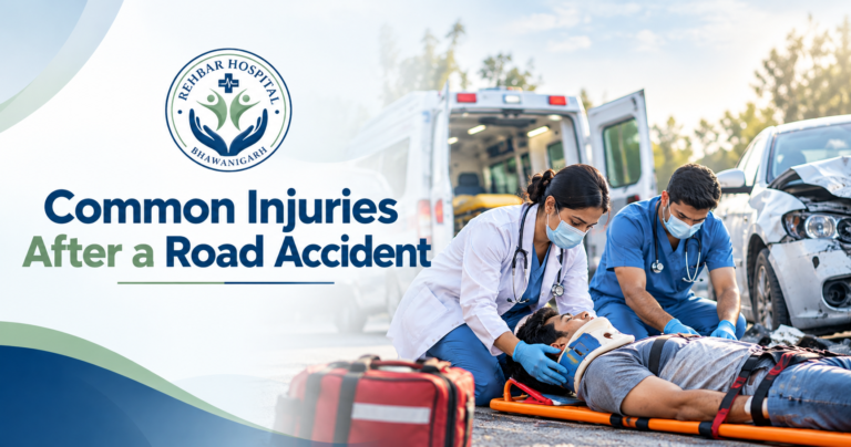 Image ALT Text: Common injuries after a road accident and emergency trauma care at Rehbar Hospital Bhawanigarh